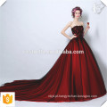 2016 Elegante Design Elegante Off Shoulder Wine Vermelho Seda Luxo Vestido de Cerimônia de Vestido de Noite